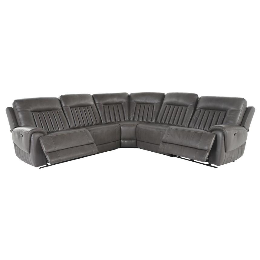Devin Leather Corner Sofa with 5PCS/2PWR  alternate image, 2 of 5 images.