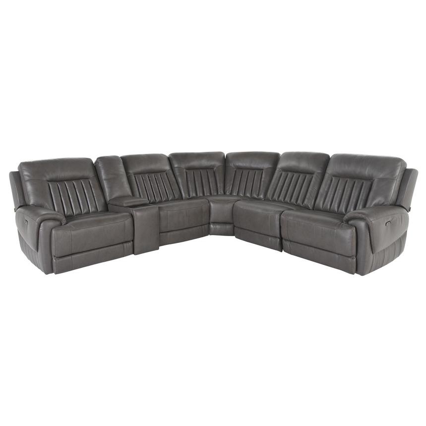 Devin Gray Leather Corner Sofa with 6PCS/3PWR  main image, 1 of 7 images.