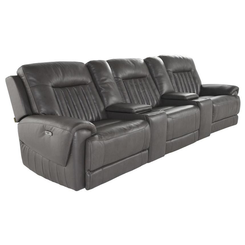 Devin Home Theater Leather Seating with 5PCS/2PWR  alternate image, 2 of 7 images.