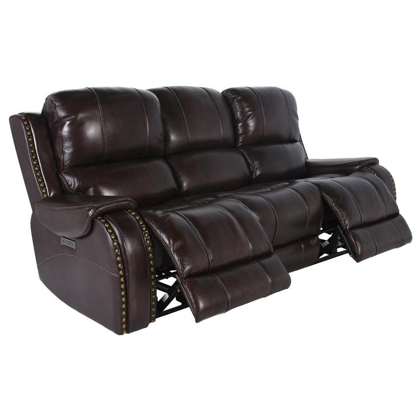 Durham Brown Leather Power Reclining Sofa  alternate image, 3 of 6 images.