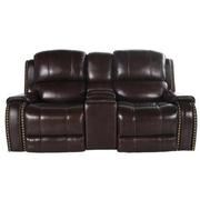 Durham Brown Leather Power Reclining Sofa w/Console  main image, 1 of 6 images.