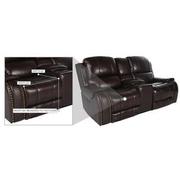 Durham Brown Leather Power Reclining Sofa w/Console  alternate image, 6 of 6 images.
