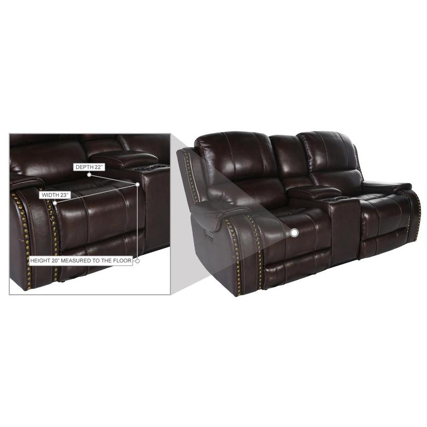 Durham Brown Leather Power Reclining Sofa w/Console alternate image, 6 of 6 images.