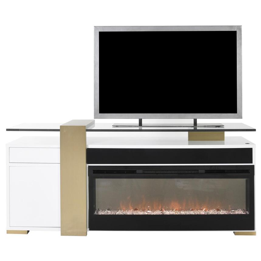 Totem White/Gold Electric Fireplace  main image, 1 of 6 images.