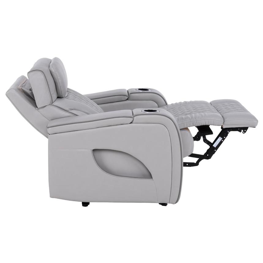 Pummel Gray Leather Power Recliner alternate image, 6 of 12 images.