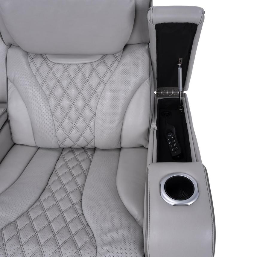 Pummel Gray Leather Power Reclining Loveseat | El Dorado Furniture