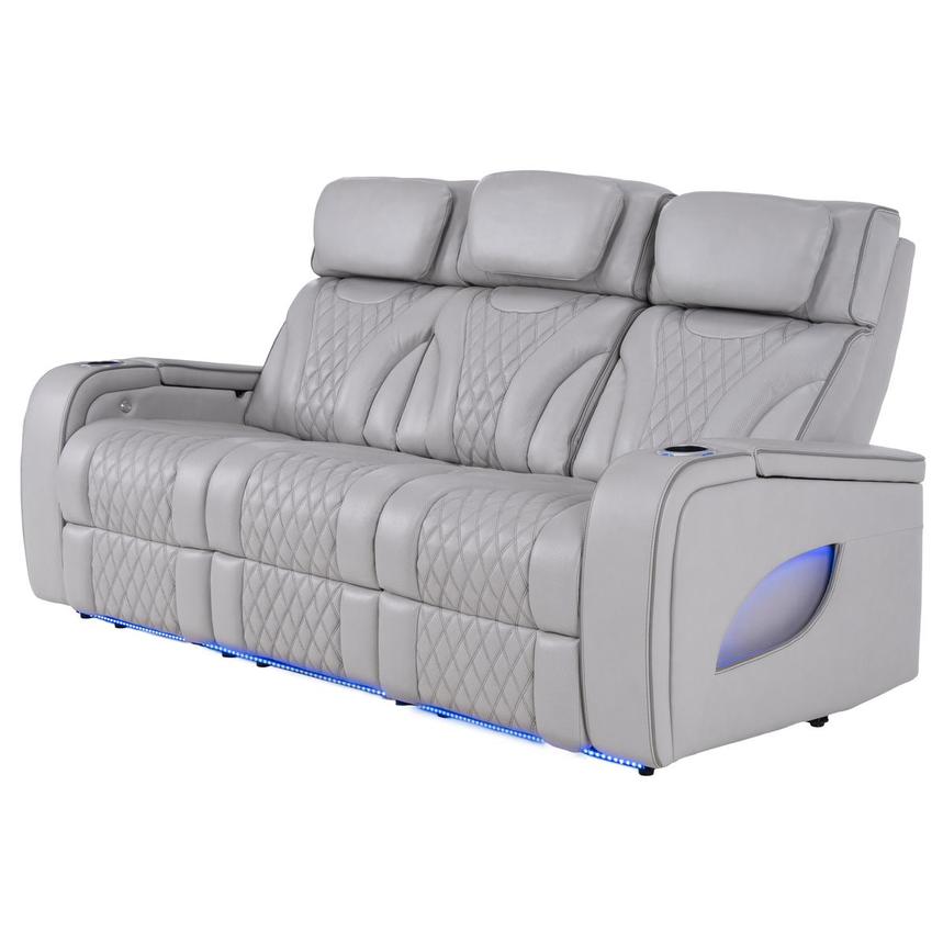 Pummel Gray Leather Power Reclining Sofa main image, 1 of 14 images.