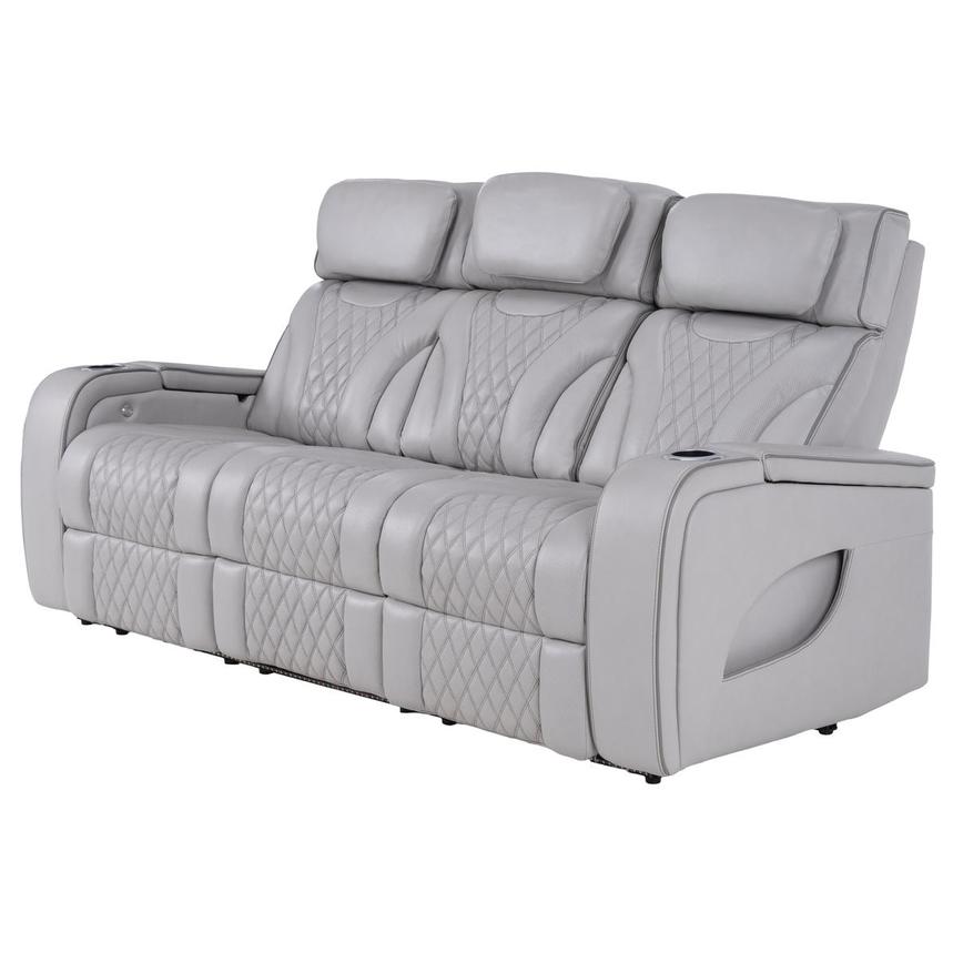 Pummel Gray Leather Power Reclining Sofa El Dorado Furniture