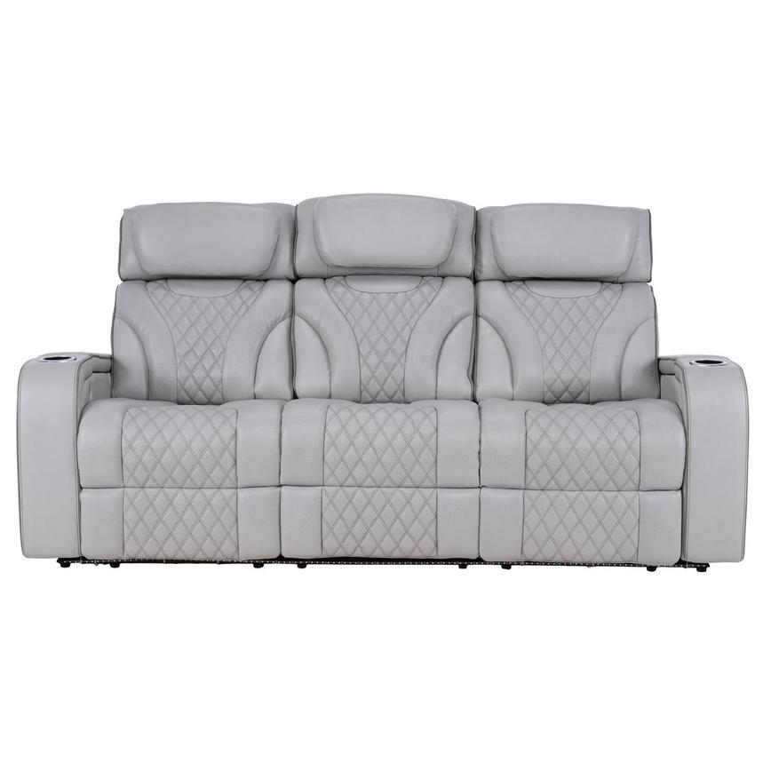 Pummel Gray Leather Power Reclining Sofa alternate image, 4 of 14 images.