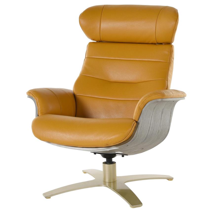 Enzo II Yellow Leather Accent Chair  main image, 1 of 5 images.