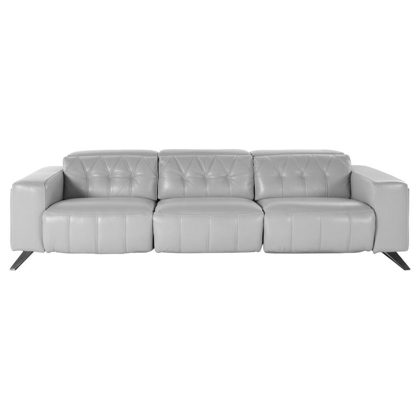 Anchi Silver Oversized Leather Sofa w/3PWR main image, 1 of 9 images.