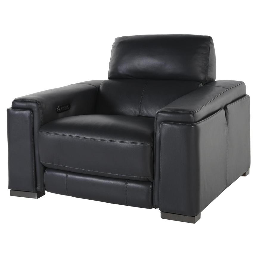 Charlette Dark Gray Leather Power Recliner  main image, 1 of 6 images.