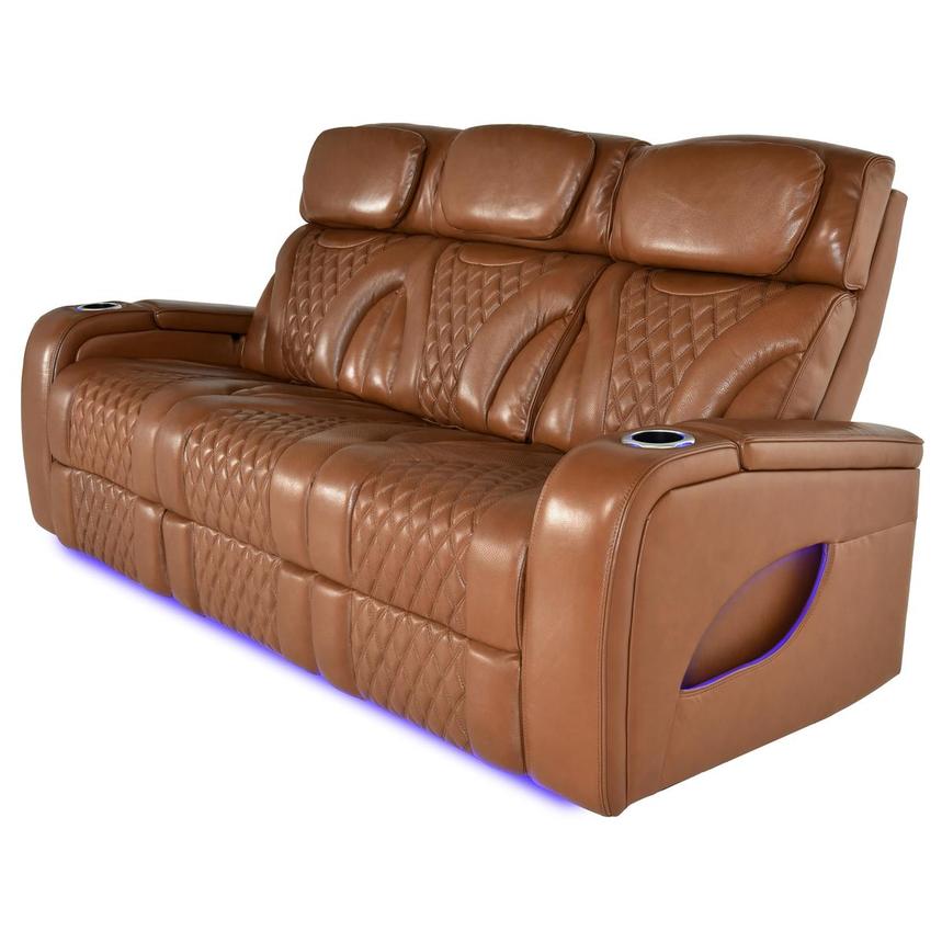 Pummel Tan Leather Power Reclining Sofa  main image, 1 of 9 images.