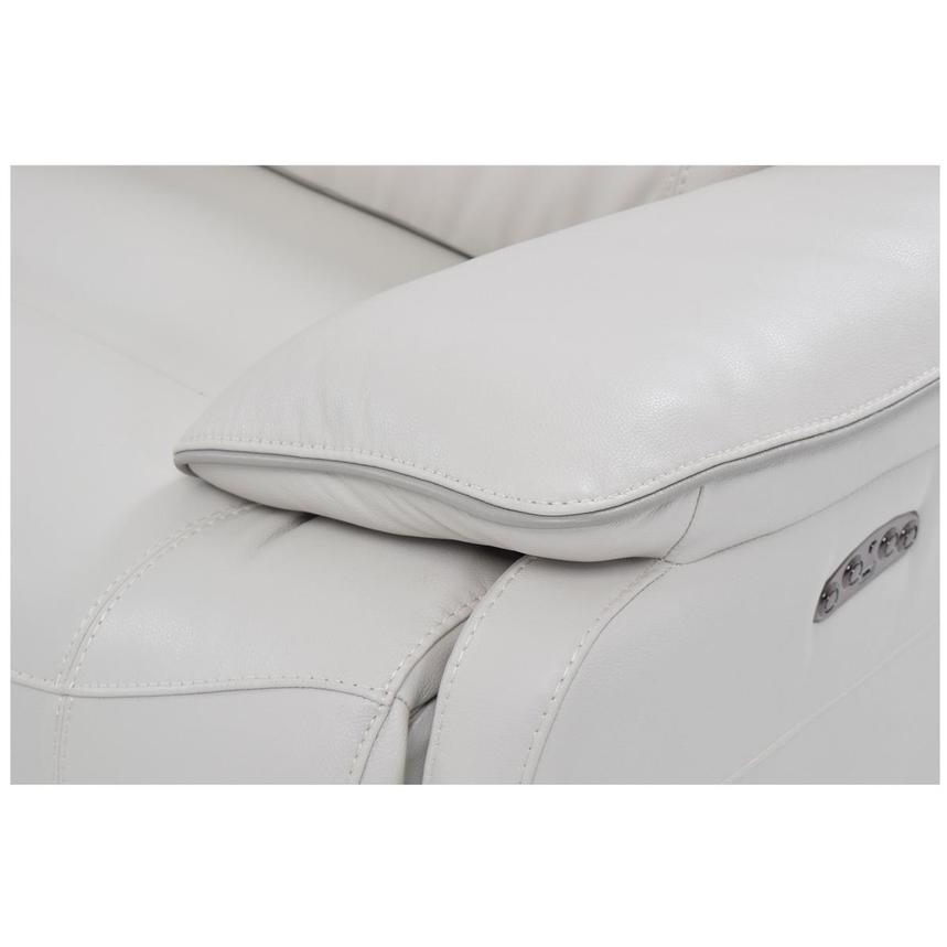 Austin Light Gray Leather Power Reclining Sofa w/Console alternate image, 4 of 5 images.