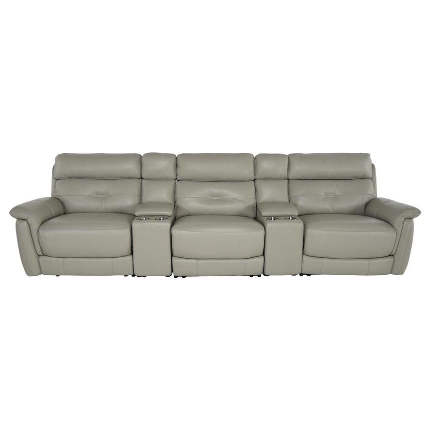 Naya Taupe Home Theater Leather Seating with 5PCS/2PWR main image, 1 of 6 images.