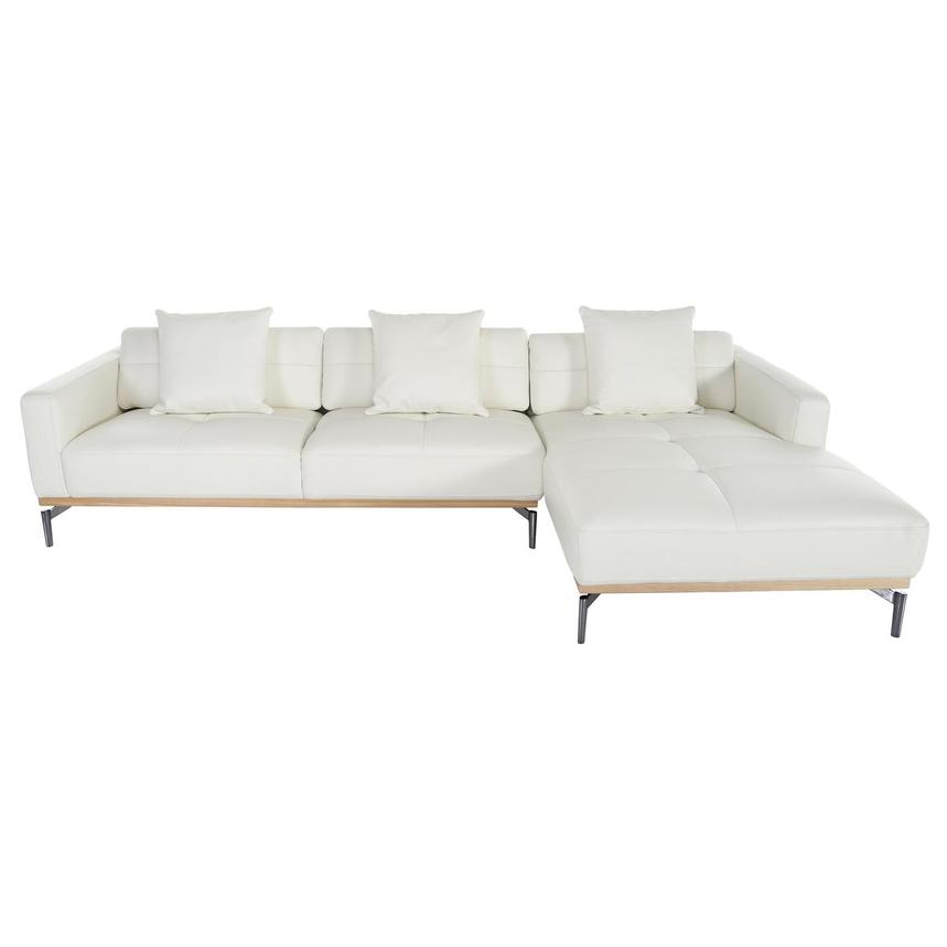 Nate White Leather Corner Sofa w/Right Chaise  main image, 1 of 7 images.