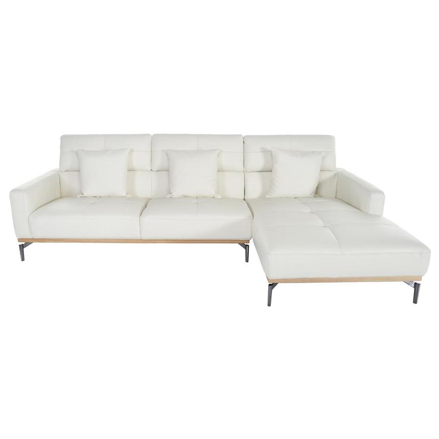 Nate White Leather Corner Sofa w/Right Chaise  alternate image, 3 of 7 images.