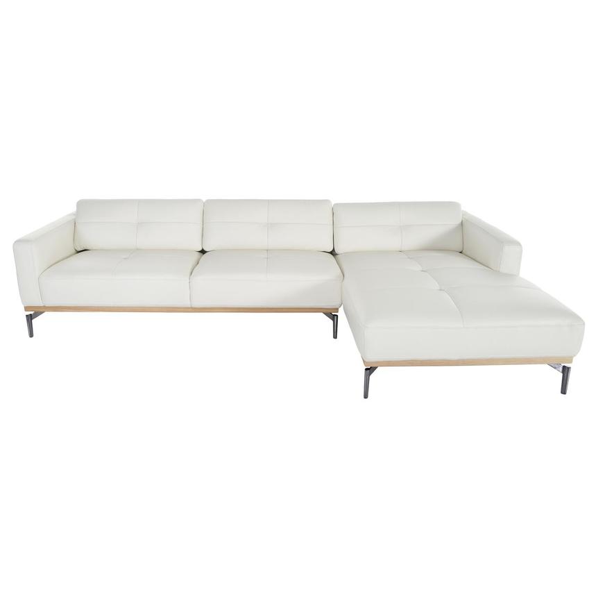 Nate White Leather Corner Sofa w/Right Chaise main image, 1 of 7 images.