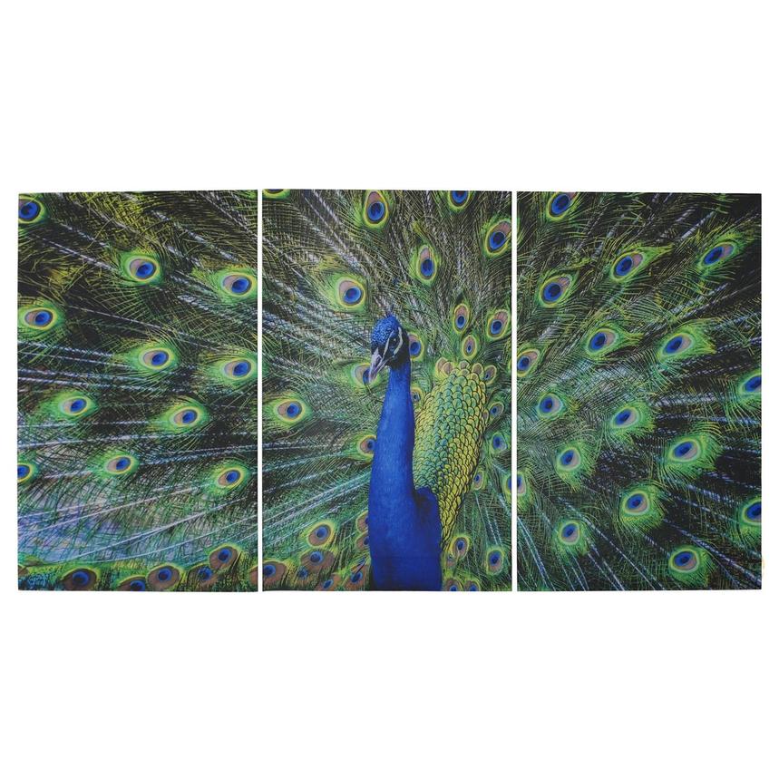 Peacock II Set of 3 Acrylic Wall Art  main image, 1 of 2 images.