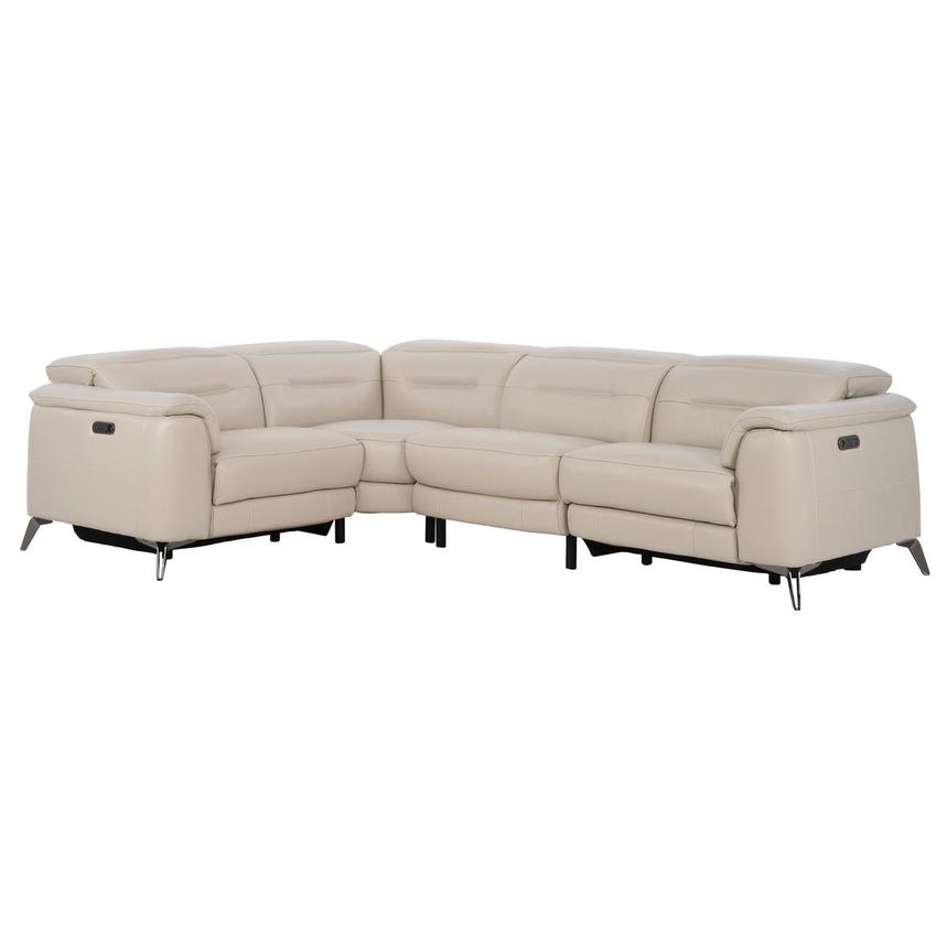 Anabel Cream Leather Power Reclining Sectional with 4PCS/2PWR  main image, 1 of 10 images.