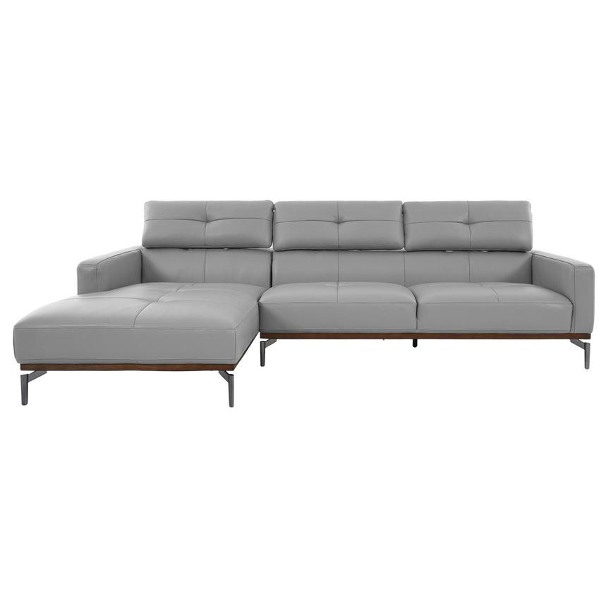 Nate Gray Leather Corner Sofa w/Left Chaise  alternate image, 3 of 13 images.