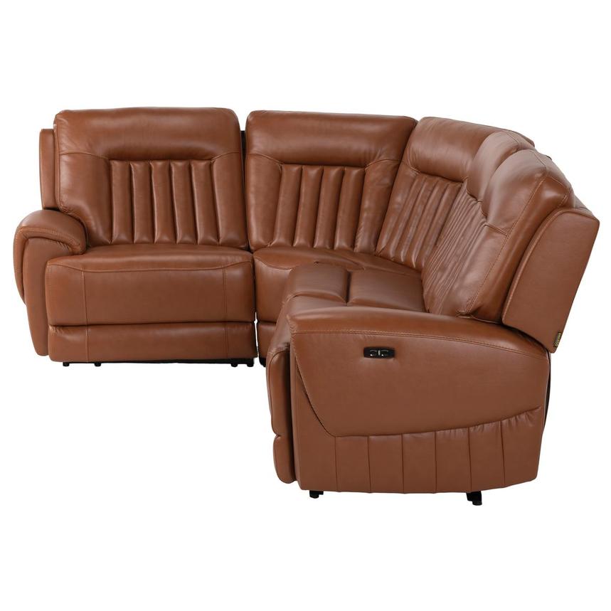 Devin Tan Leather Corner Sofa with 4PCS/2PWR  alternate image, 3 of 9 images.