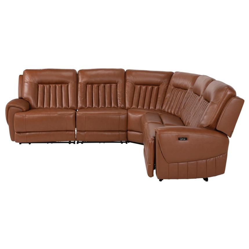 Devin Tan Leather Corner Sofa with 5PCS/2PWR  alternate image, 3 of 9 images.
