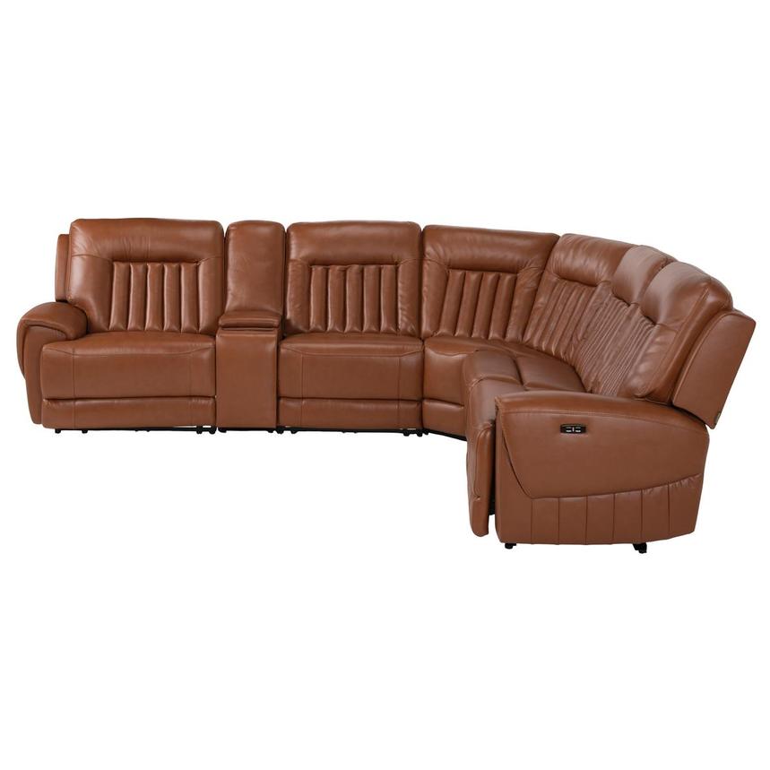 Devin Tan Leather Corner Sofa with 6PCS/2PWR  alternate image, 3 of 12 images.