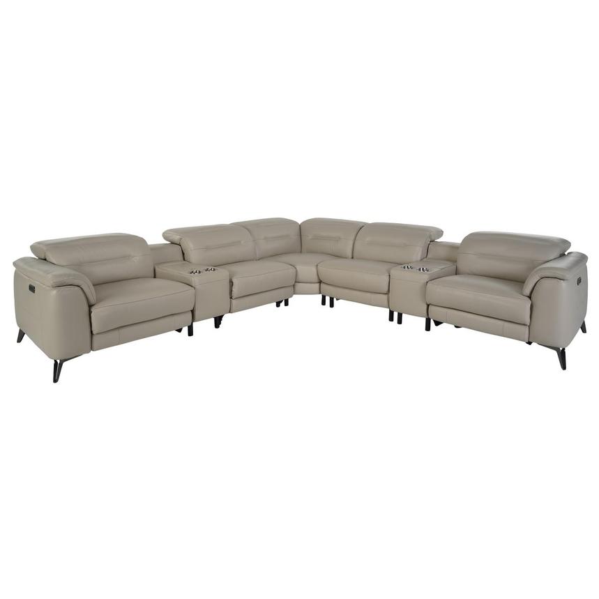 Anabel Cream Leather Power Reclining Sectional with 7PCS/3PWR  main image, 1 of 10 images.