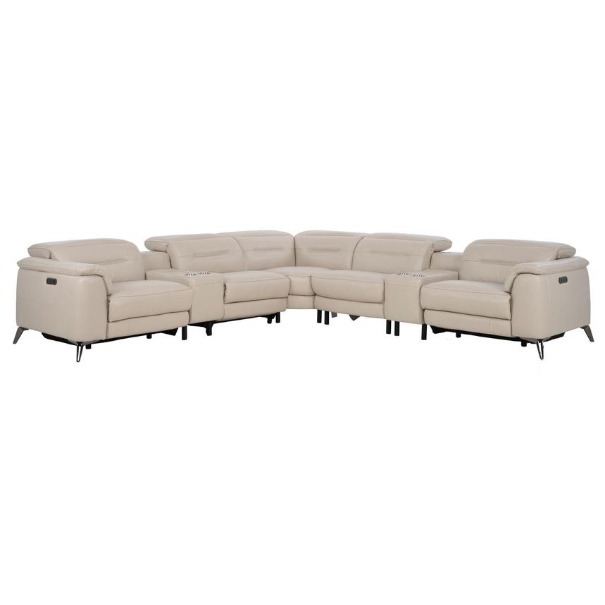 Anabel Cream Leather Power Reclining Sectional with 7PCS/3PWR  main image, 1 of 13 images.