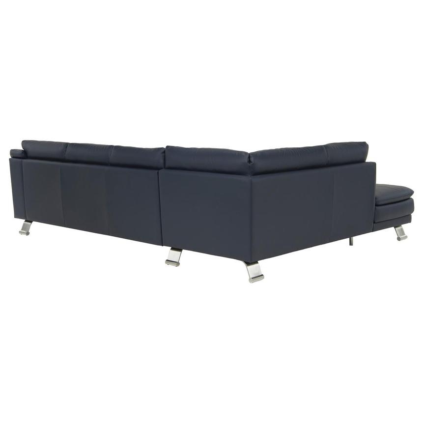 Rio Blue Leather Corner Sofa w/Left Chaise  alternate image, 3 of 9 images.
