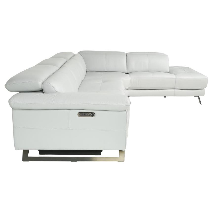 Joshlin Light Gray Leather Power Reclining Sofa w/Right Chaise  alternate image, 3 of 12 images.