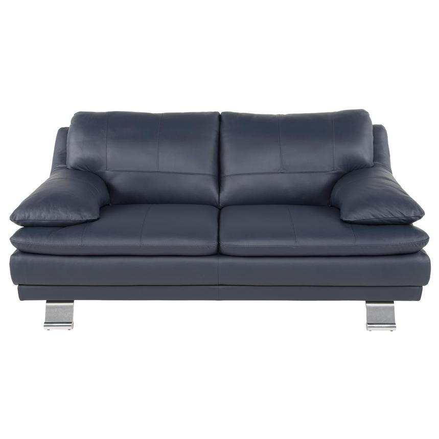 Rio Blue Leather Loveseat main image, 1 of 7 images.