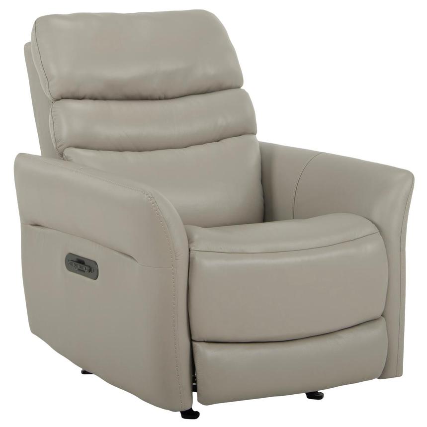 Serenity Gray Leather Power Recliner  main image, 1 of 12 images.