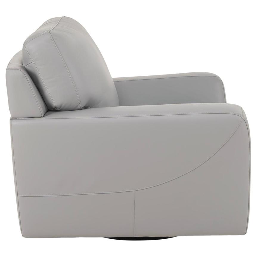 Amadeo Light Gray Leather Chair by Natuzzi Editions  alternate image, 3 of 8 images.
