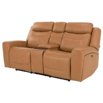 Byron Leather Power Reclining Sofa w/Console