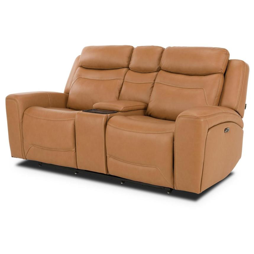 Byron Leather Power Reclining Sofa w/Console main image, 1 of 11 images.