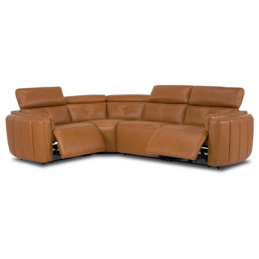 Kamet Tan Leather Power Reclining Sectional with 4PCS/2PWR alternate image, 3 of 8 images.