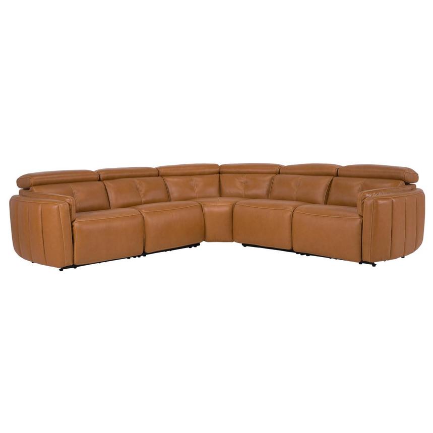 Kamet Tan Leather Power Reclining Sectional with 5PCS/2PWR  main image, 1 of 7 images.