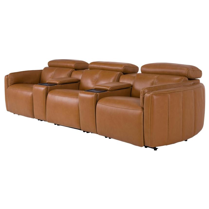 Kamet Tan Home Theater Leather Seating with 5PCS/2PWR alternate image, 3 of 7 images.