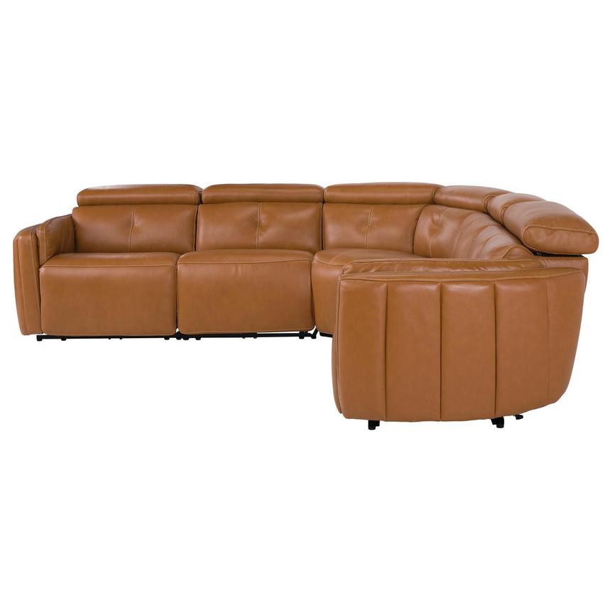 Kamet Tan Leather Power Reclining Sectional with 5PCS/2PWR alternate image, 3 of 7 images.