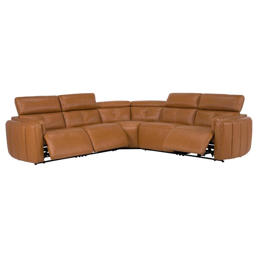 Kamet Tan Leather Power Reclining Sectional with 5PCS/3PWR alternate image, 3 of 8 images.