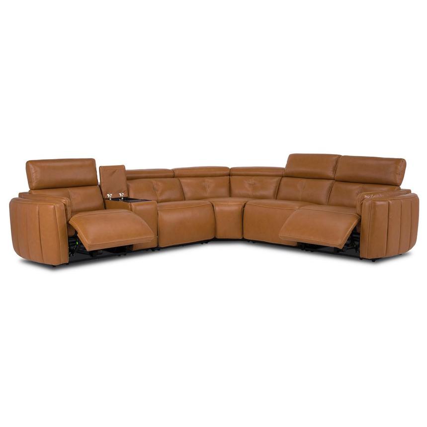 Kamet Tan Leather Power Reclining Sectional with 6PCS/2PWR alternate image, 3 of 9 images.