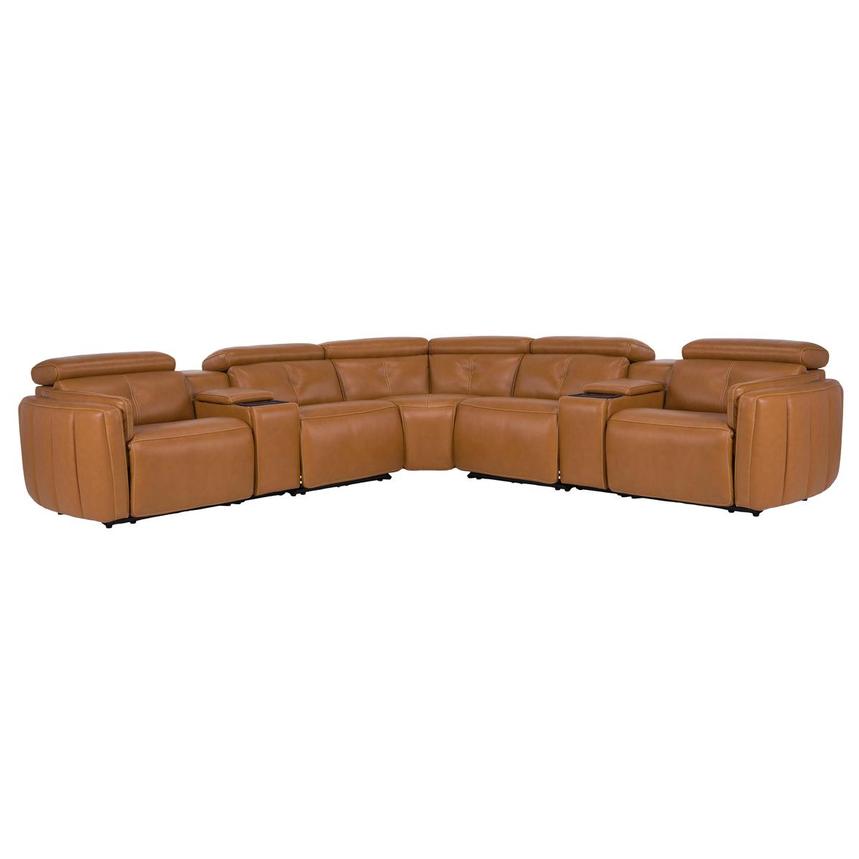 Kamet Tan Leather Power Reclining Sectional with 7PCS/3PWR  main image, 1 of 8 images.