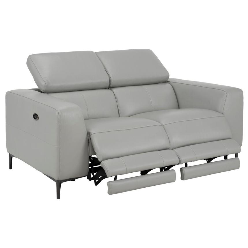 Monroe Silver Leather Power Reclining Loveseat  alternate image, 3 of 10 images.