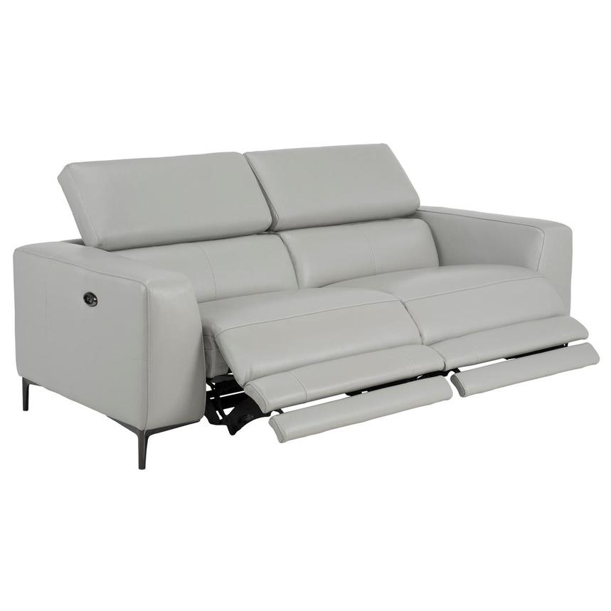 Monroe Silver Leather Power Reclining Sofa  alternate image, 3 of 10 images.