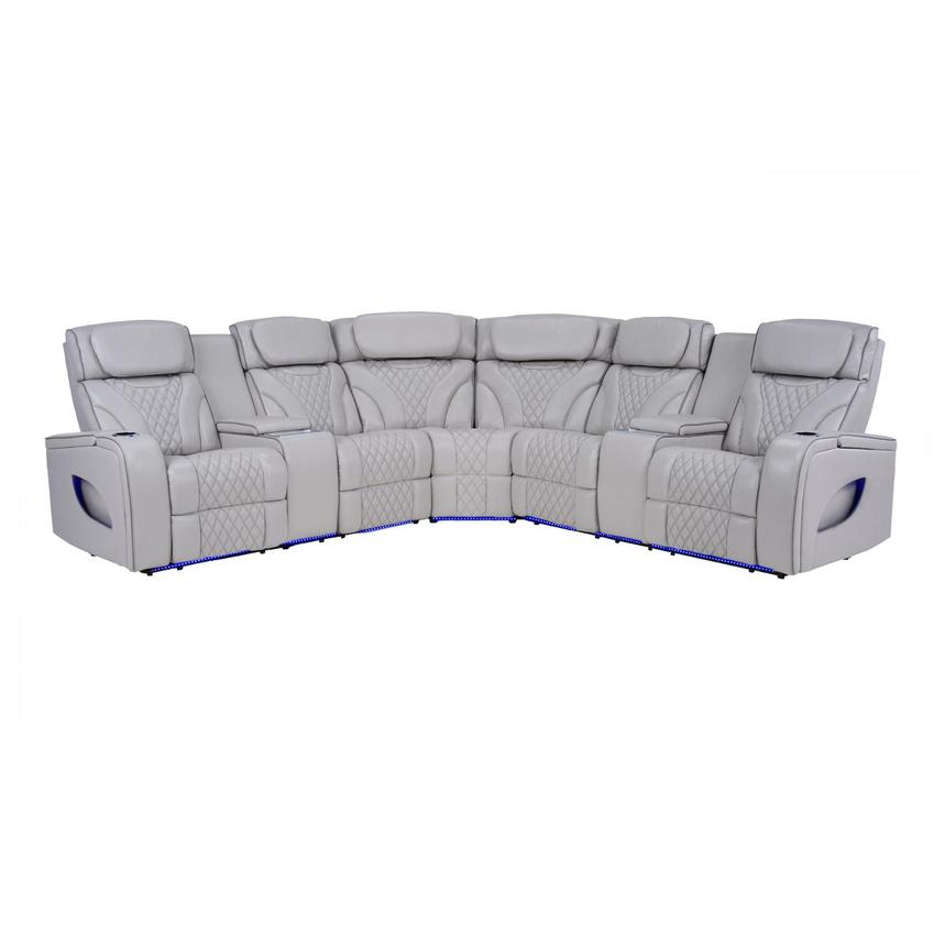 Pummel Gray Leather Power Reclining Sofa  main image, 1 of 16 images.