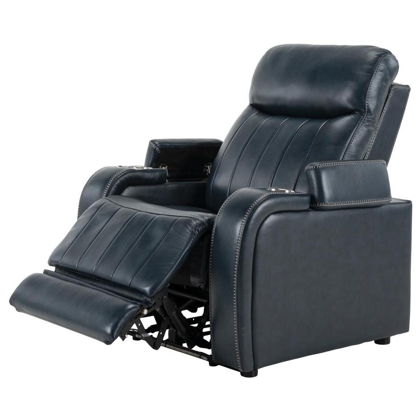 Neptune Blue Leather Power Recliner El Dorado Furniture