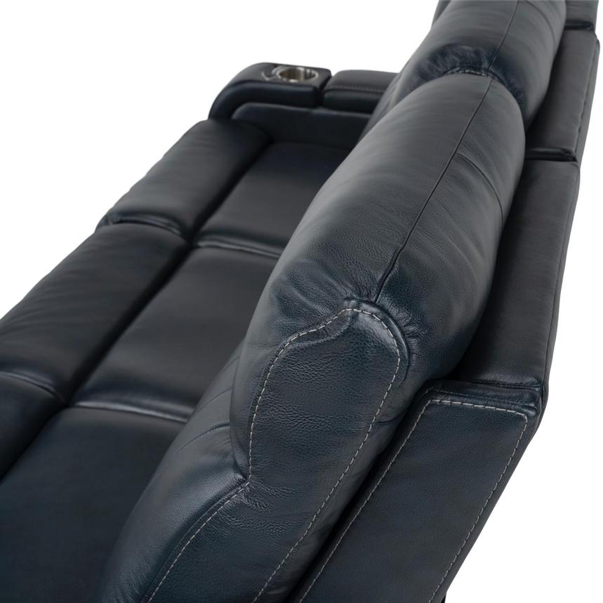 Neptune Blue Leather Power Reclining Sofa alternate image, 6 of 12 images.