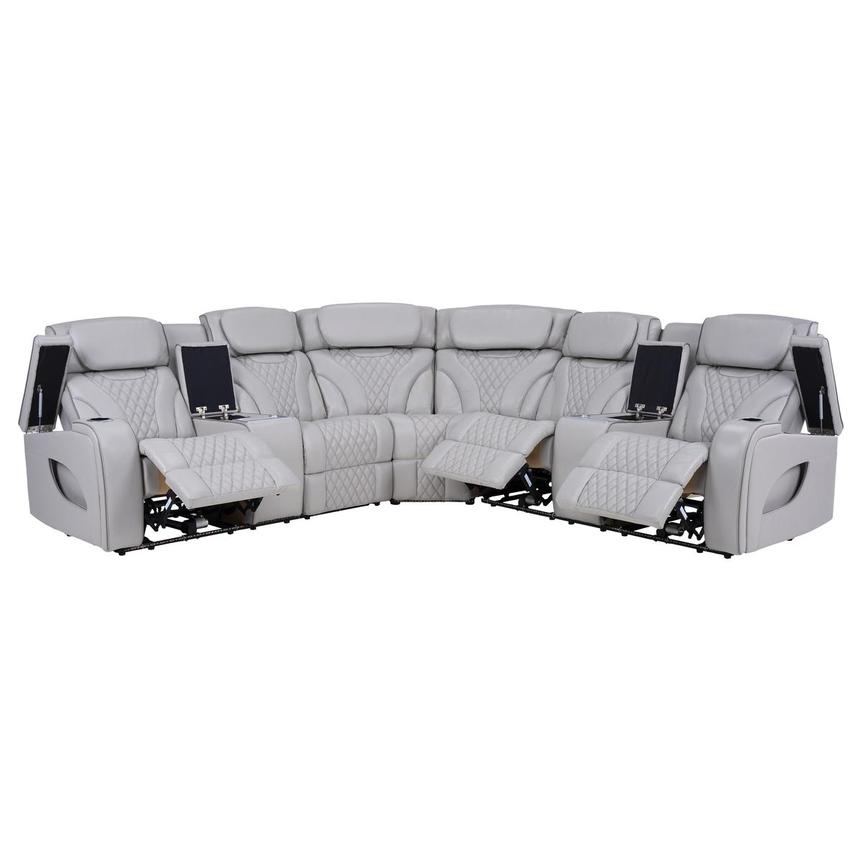 Pummel Gray Leather Corner Sofa alternate image, 4 of 16 images.